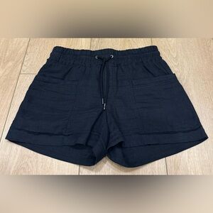Athleta Black Linen Pull On Drawstring Shorts Size 6